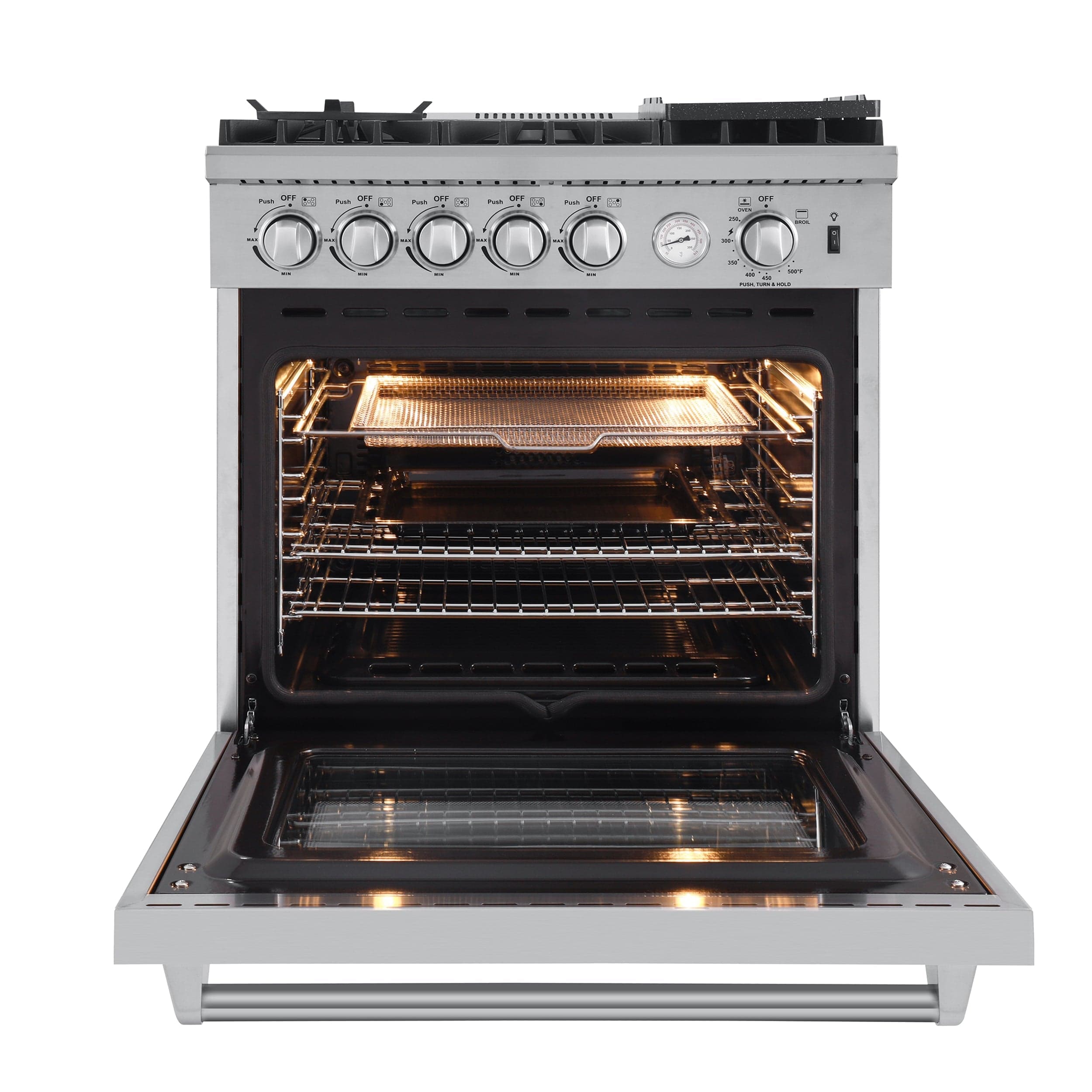 Forno Lazio 30" Gas Range with 5 Sealed Burners, Air Fryer and Griddle, FFSGS6276-30 Ranges FFSGS6276-30 Luxury Appliances Direct