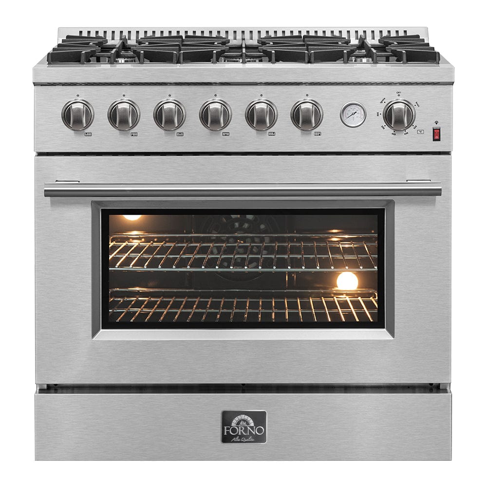 Forno Marco 36-Inch Gas Range 5.36 cu.ft. Convection Oven FFSGS6277-36 Ranges FFSGS6277-36 Luxury Appliances Direct