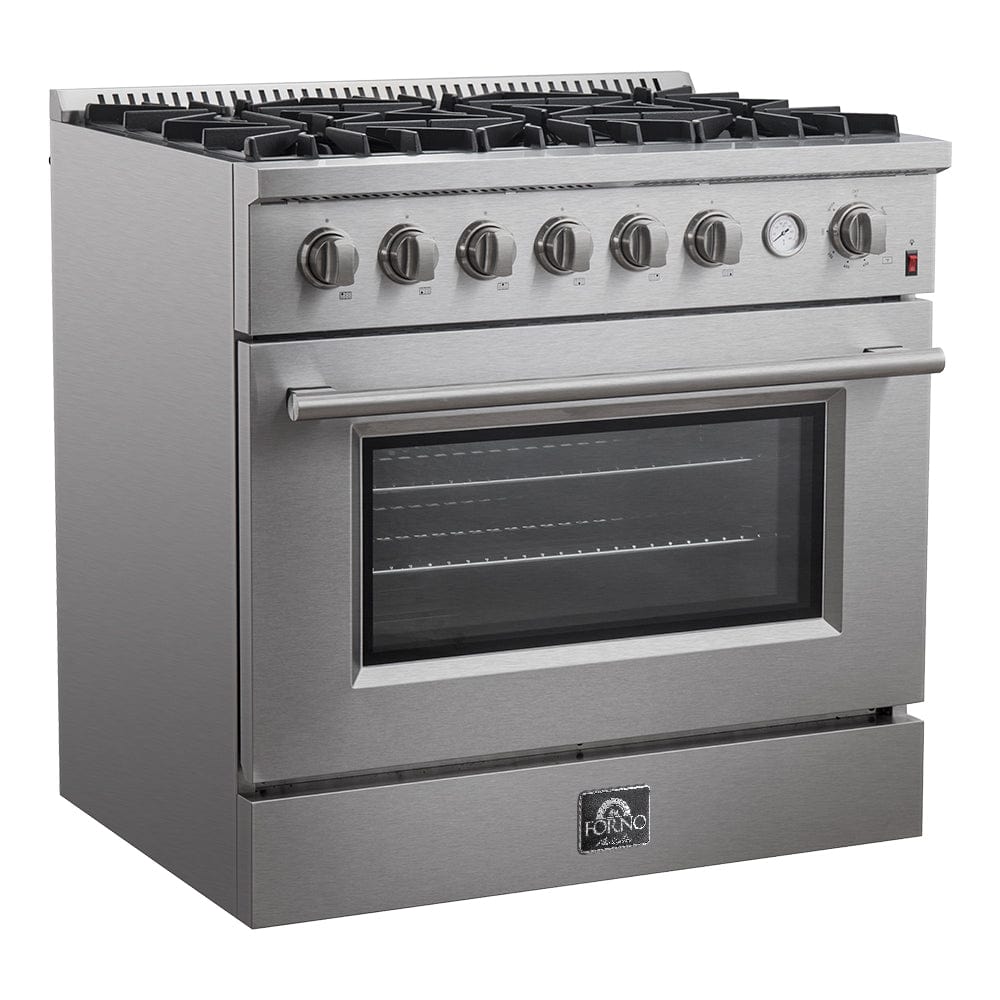 Forno Marco 36-Inch Gas Range 5.36 cu.ft. Convection Oven FFSGS6277-36 Ranges FFSGS6277-36 Luxury Appliances Direct