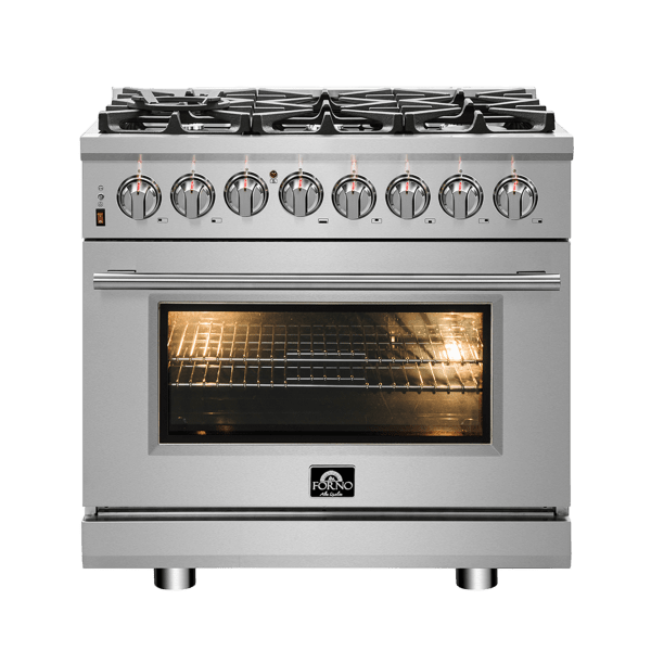 Forno Massimo 36" Freestanding Dual Fuel Range with 6 Burners, FFSGS6125-36 I Luxury Appliances Direct