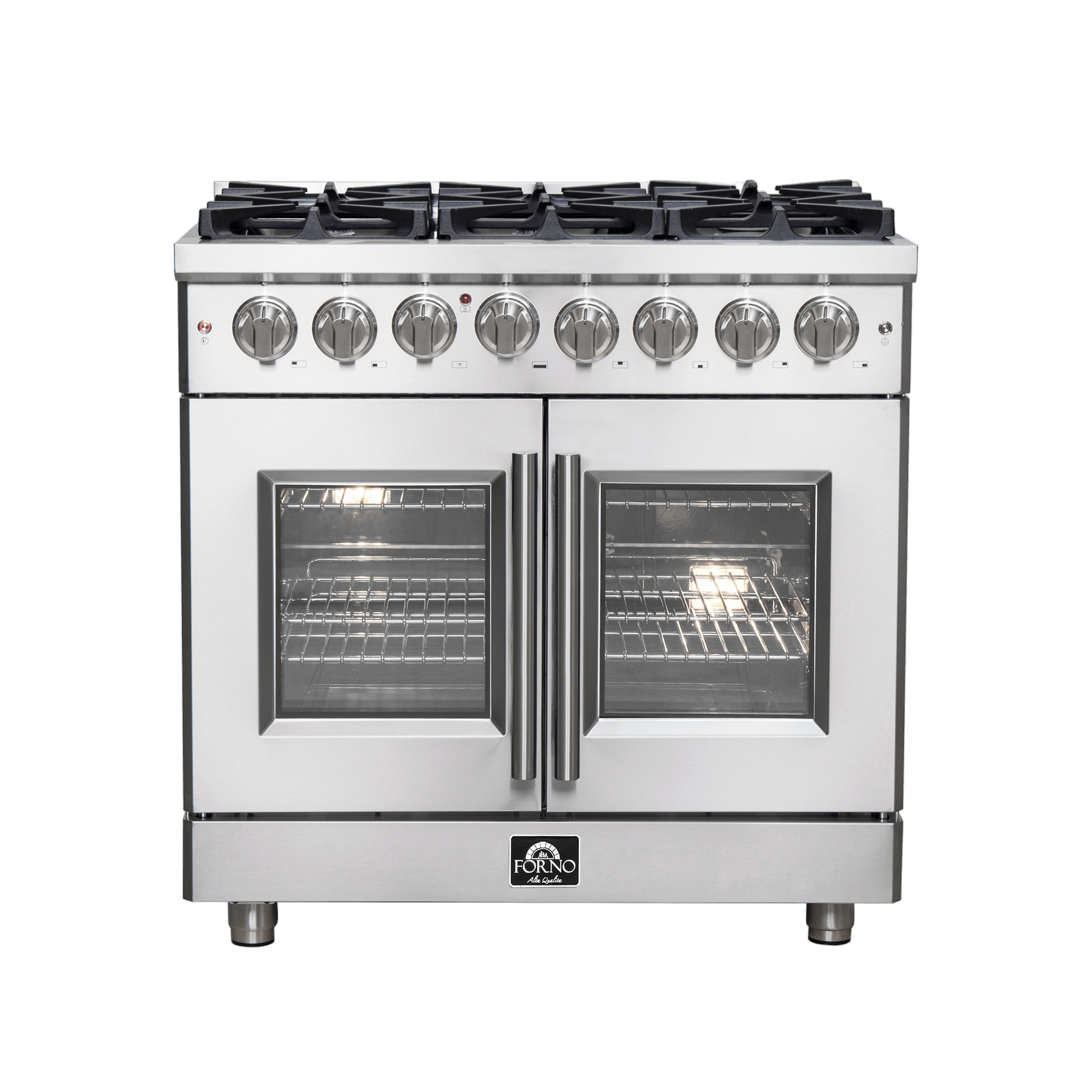 Forno Massimo 36″ Freestanding French Door Dual Fuel Range with 6 Burners, FFSGS6325-36 Ranges FFSGS6325-36 Luxury Appliances Direct
