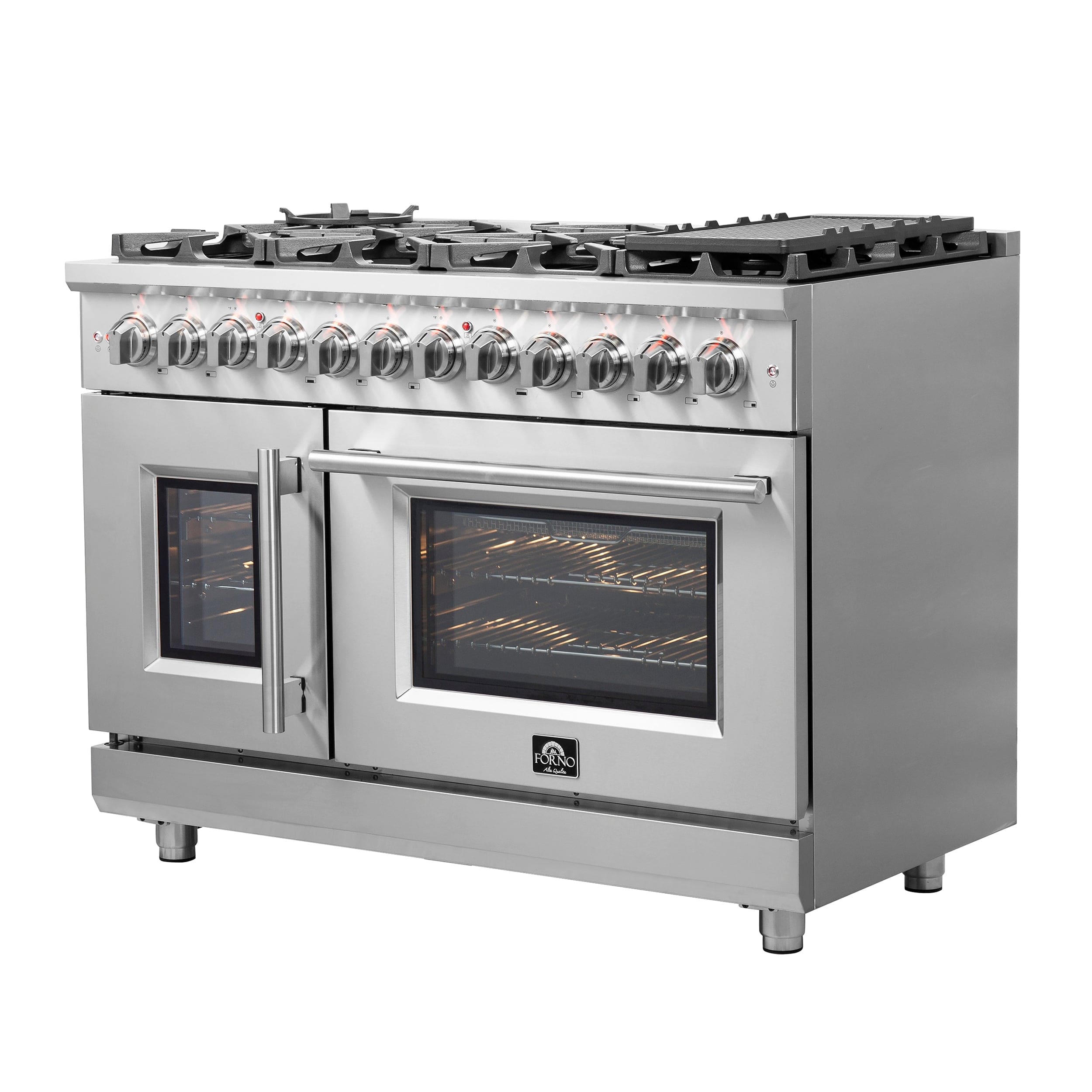 Forno Massimo 48″ Freestanding French Door Dual Fuel Range with 8 Burners, FFSGS6325-48 Ranges FFSGS6325-48 Luxury Appliances Direct