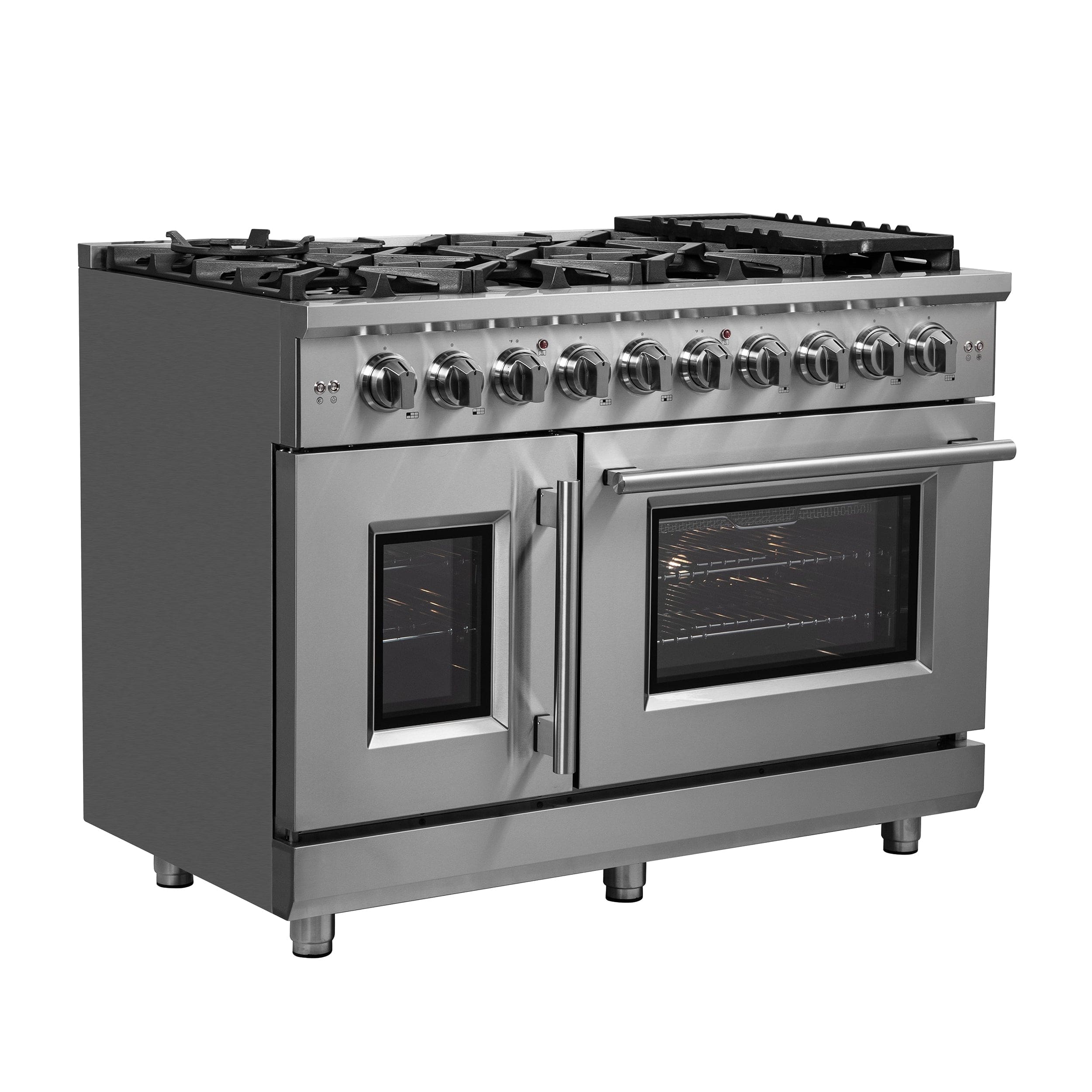 Forno Massimo 48″ Freestanding French Door Gas Range with 8 Burners, FFSGS6439-48 Ranges FFSGS6439-48 Luxury Appliances Direct