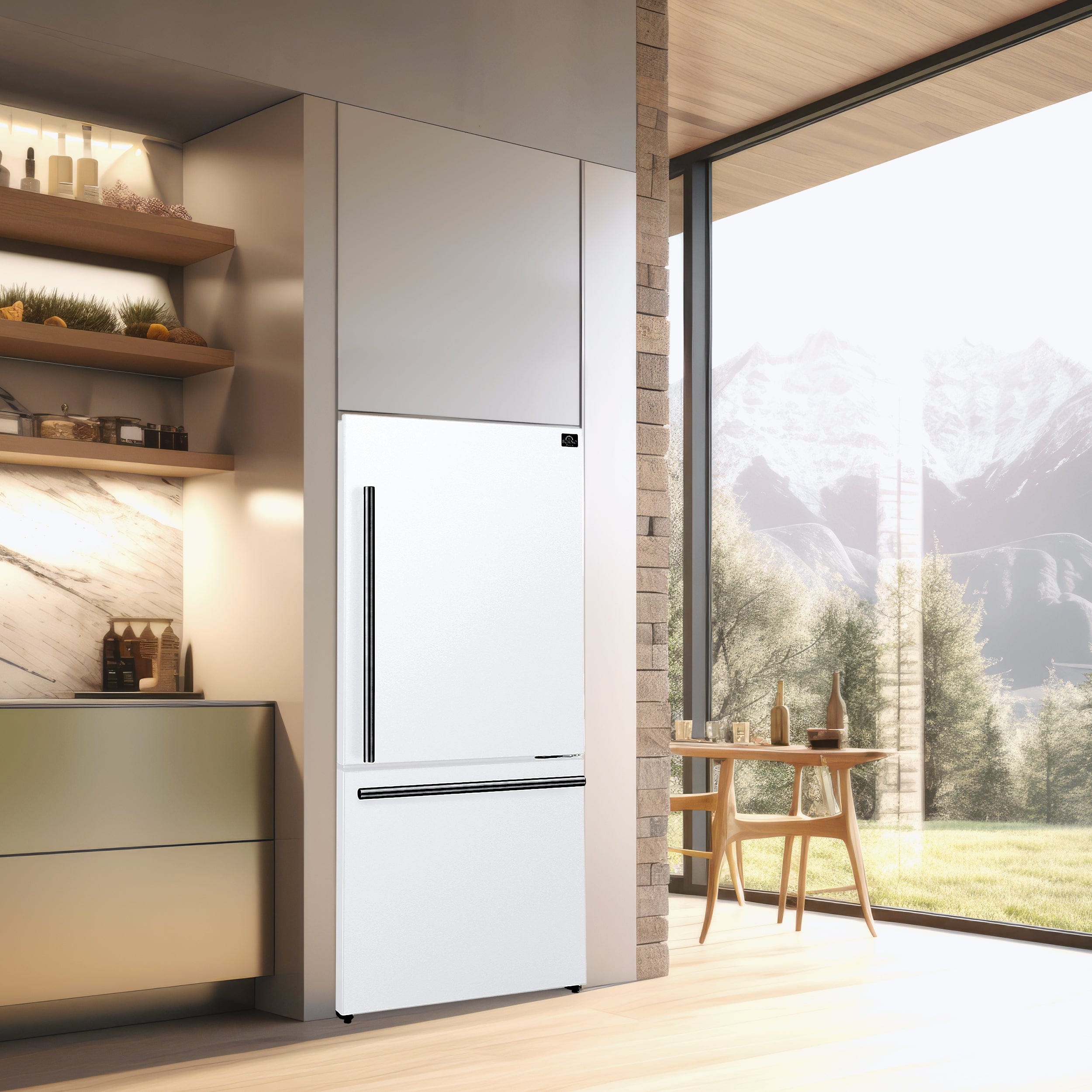 Forno Milano 17.2 Cu. Ft. Right Hinge Refrigerator Bottom Freezer FFFFD1785-31WHT Refrigerators FFFFD1785-31WHT Luxury Appliances Direct