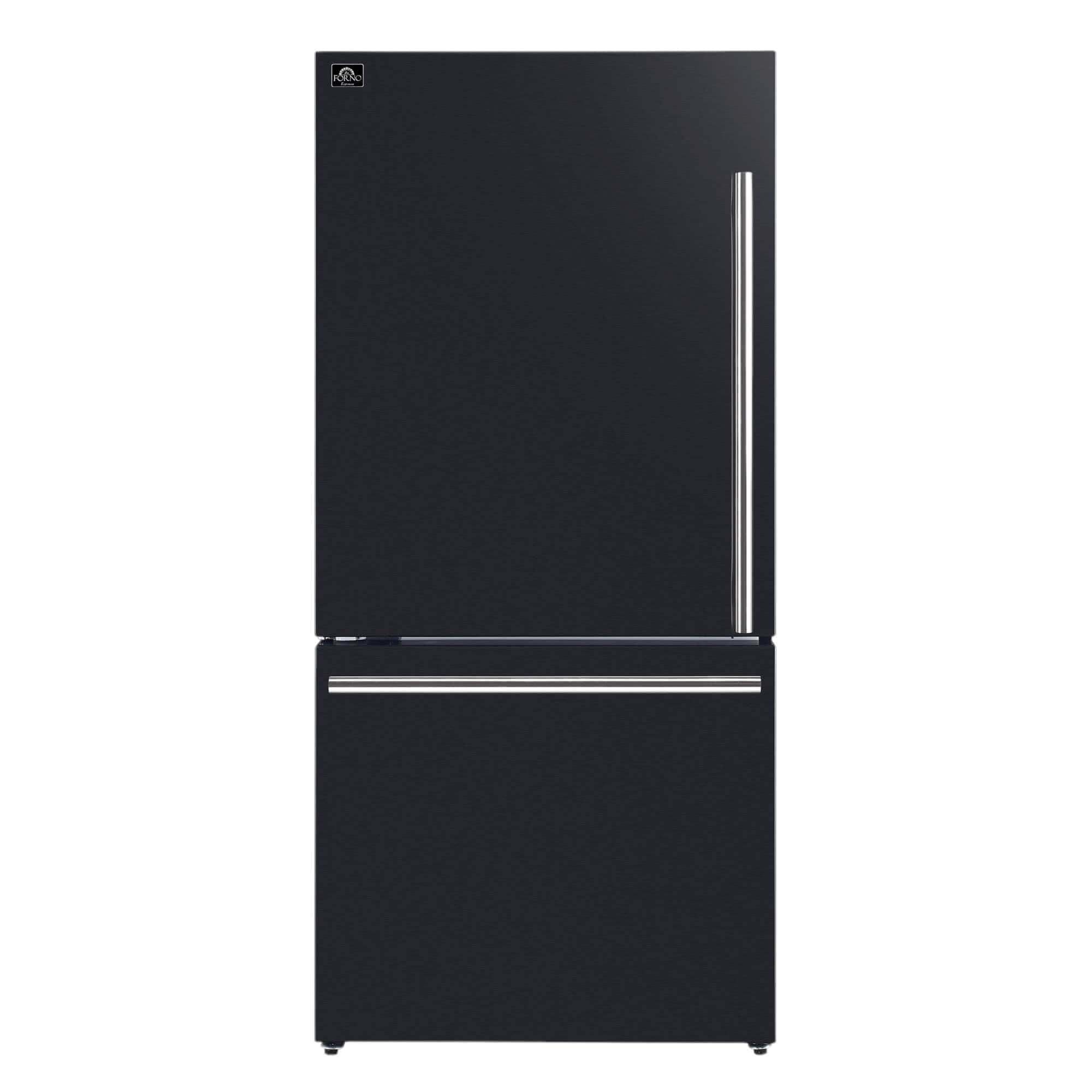 Forno Milano Espresso 31" Black 17.2 Cu.Ft W/ Ice Maker Bottom Freezer Refrigerator FFFFD1786-31BLK Refrigerators FFFFD1786-31BLK Luxury Appliances Direct