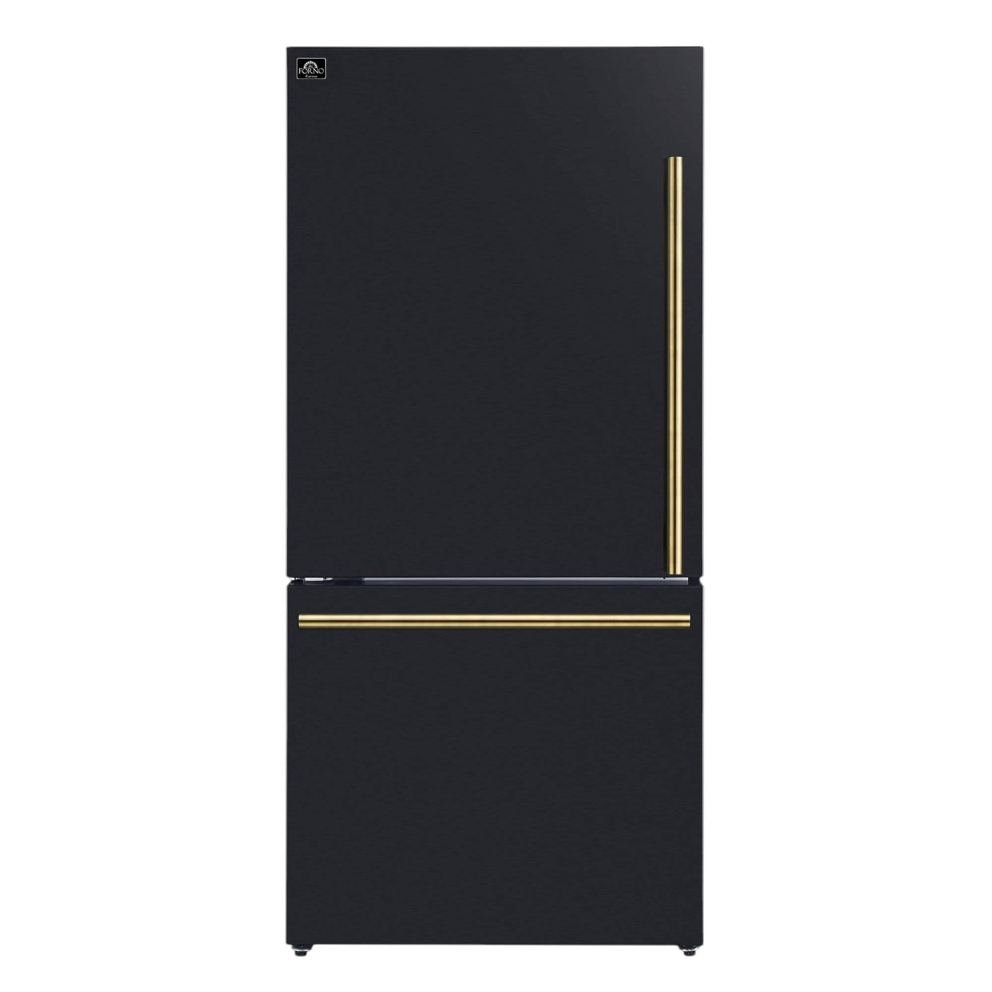 Forno Milano Espresso 31" Black 17.2 Cu.Ft W/ Ice Maker Bottom Freezer Refrigerator FFFFD1786-31BLK Refrigerators FFFFD1786-31BLK Luxury Appliances Direct