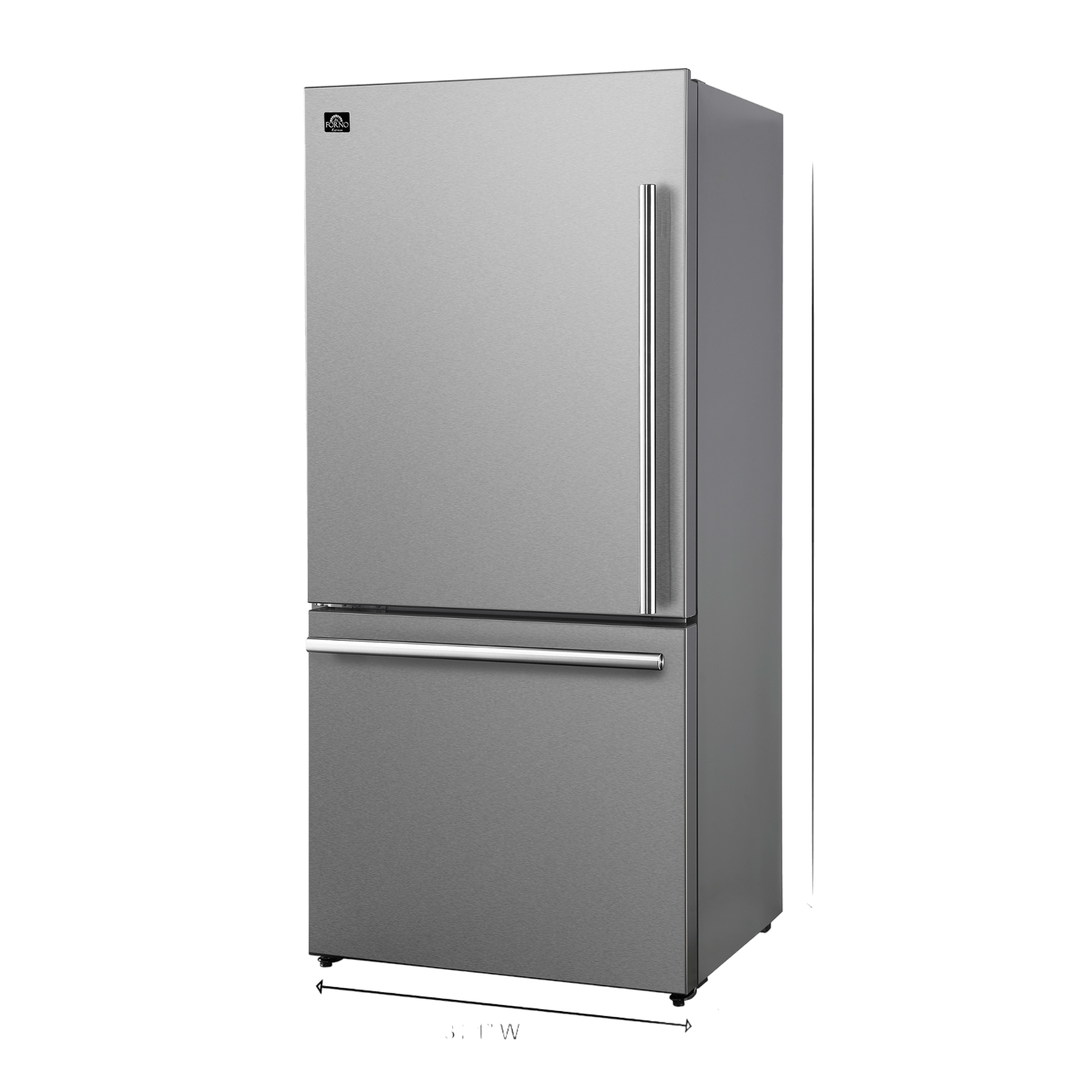 Forno Milano Espresso 31" Stainless 17.2 Cu.Ft W/ Ice Maker Bottom Freezer Refrigerator FFFFD1786-31S Refrigerators FFFFD1786-31S Luxury Appliances Direct