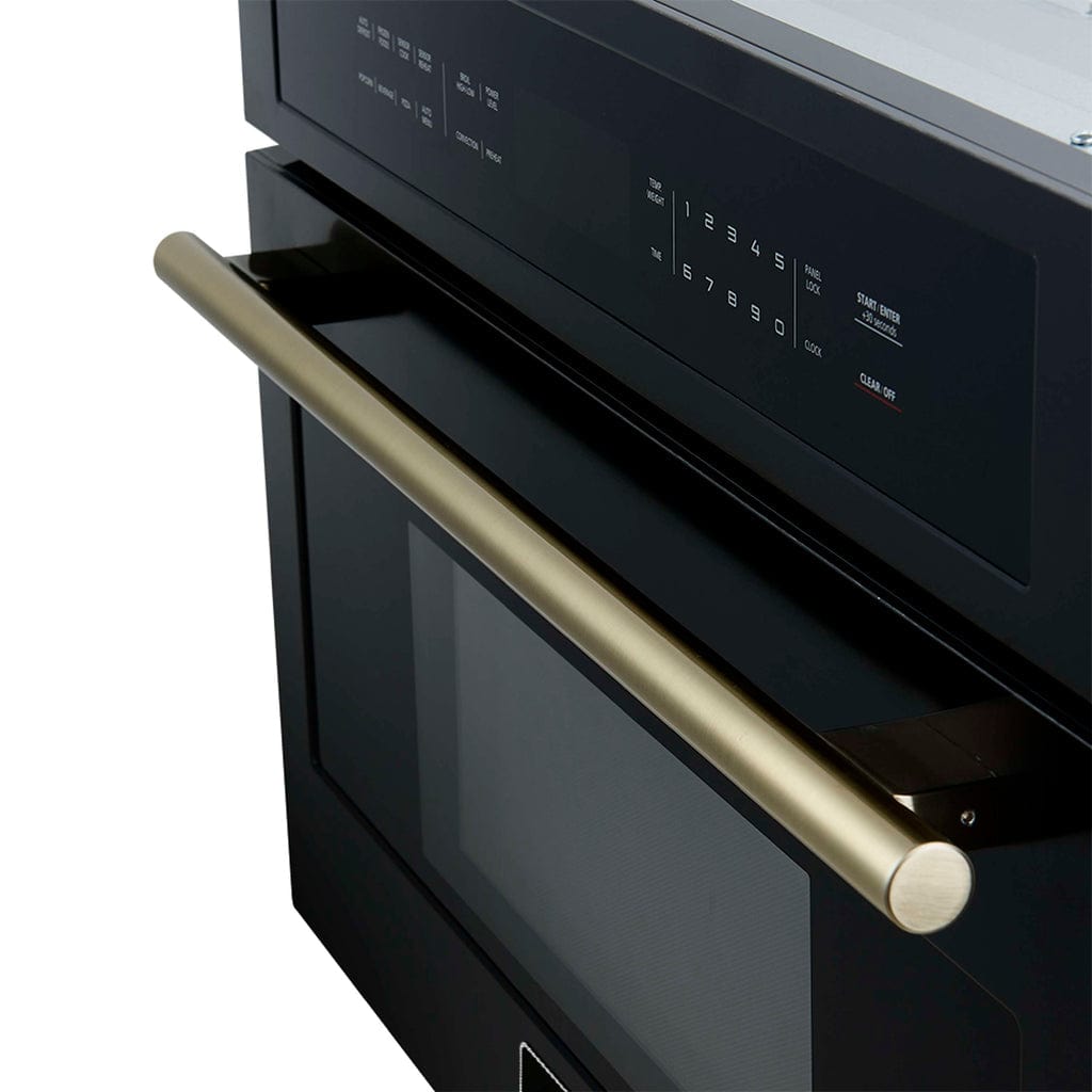 Forno Oliena Espresso 30-Inch 1.6 Cu.ft Compact Oven in Black with Brass Handle FMWDR3093-30BLK Microwaves FMWDR3093-30BLK Luxury Appliances Direct