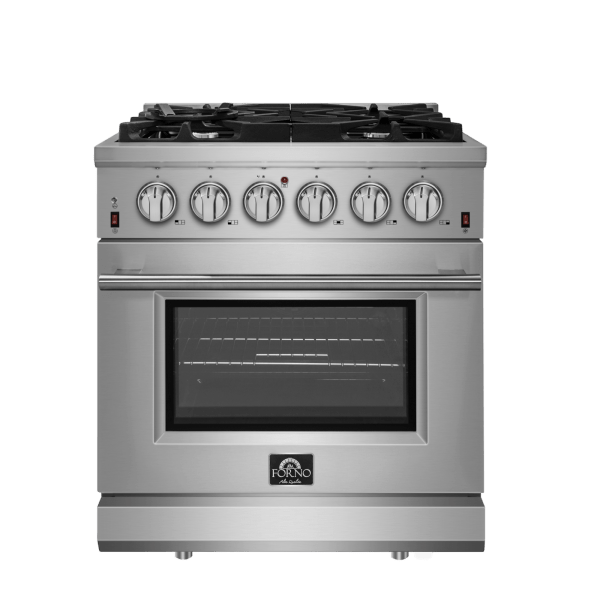 Forno Package - 30 Inch Gas Range, Wall Mount Range Hood, Refrigerator, Microwave Drawer, Dishwasher, AP-FFSGS6239-30-8 Appliance Package AP-FFSGS6239-30-8 Luxury Appliances Direct