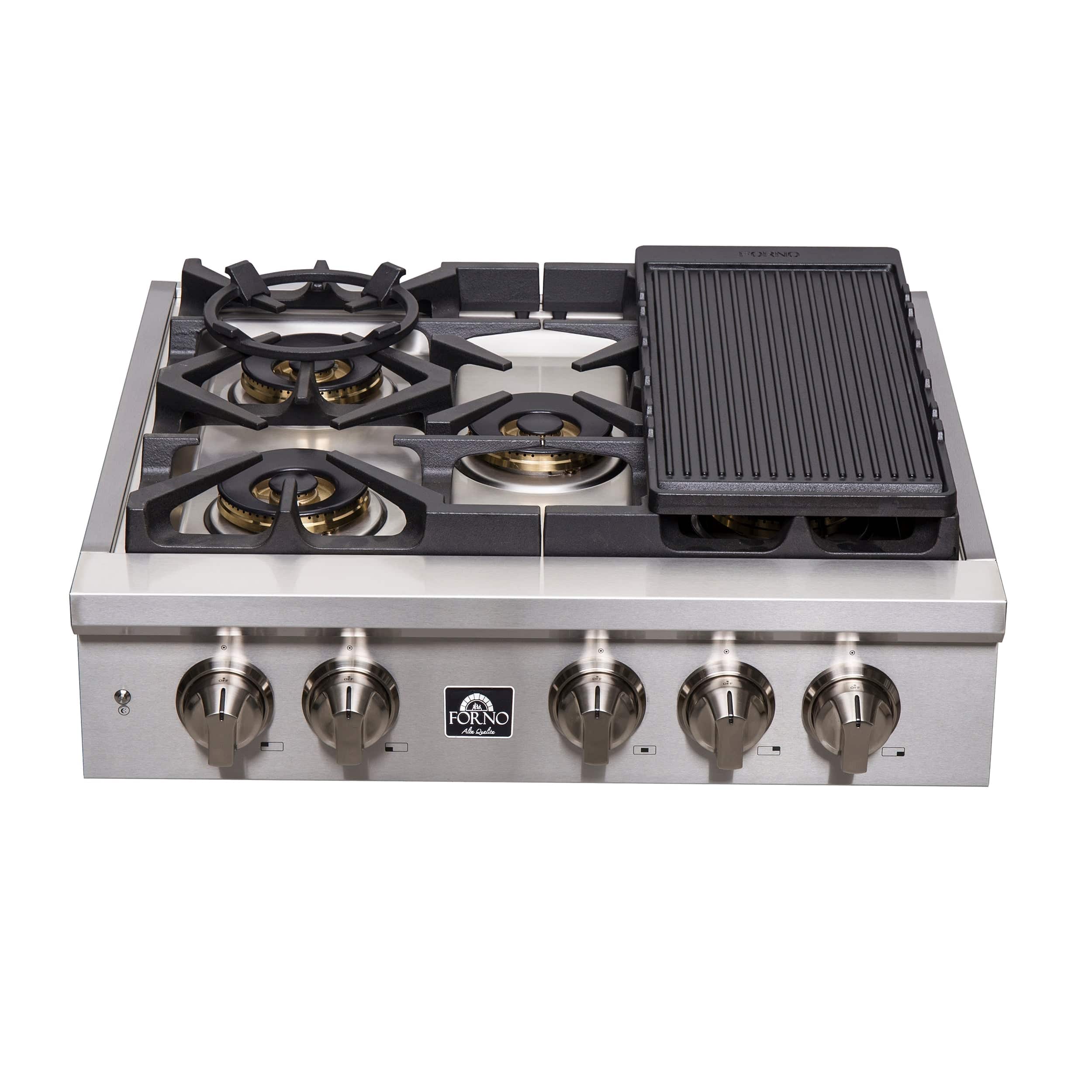 Forno Spezia Alta Qualita 30" Gas Rangetop With 5 Sealed Burners in Stainless Steel, FCTGS5751-30 Rangetops FCTGS5751-30 Luxury Appliances Direct