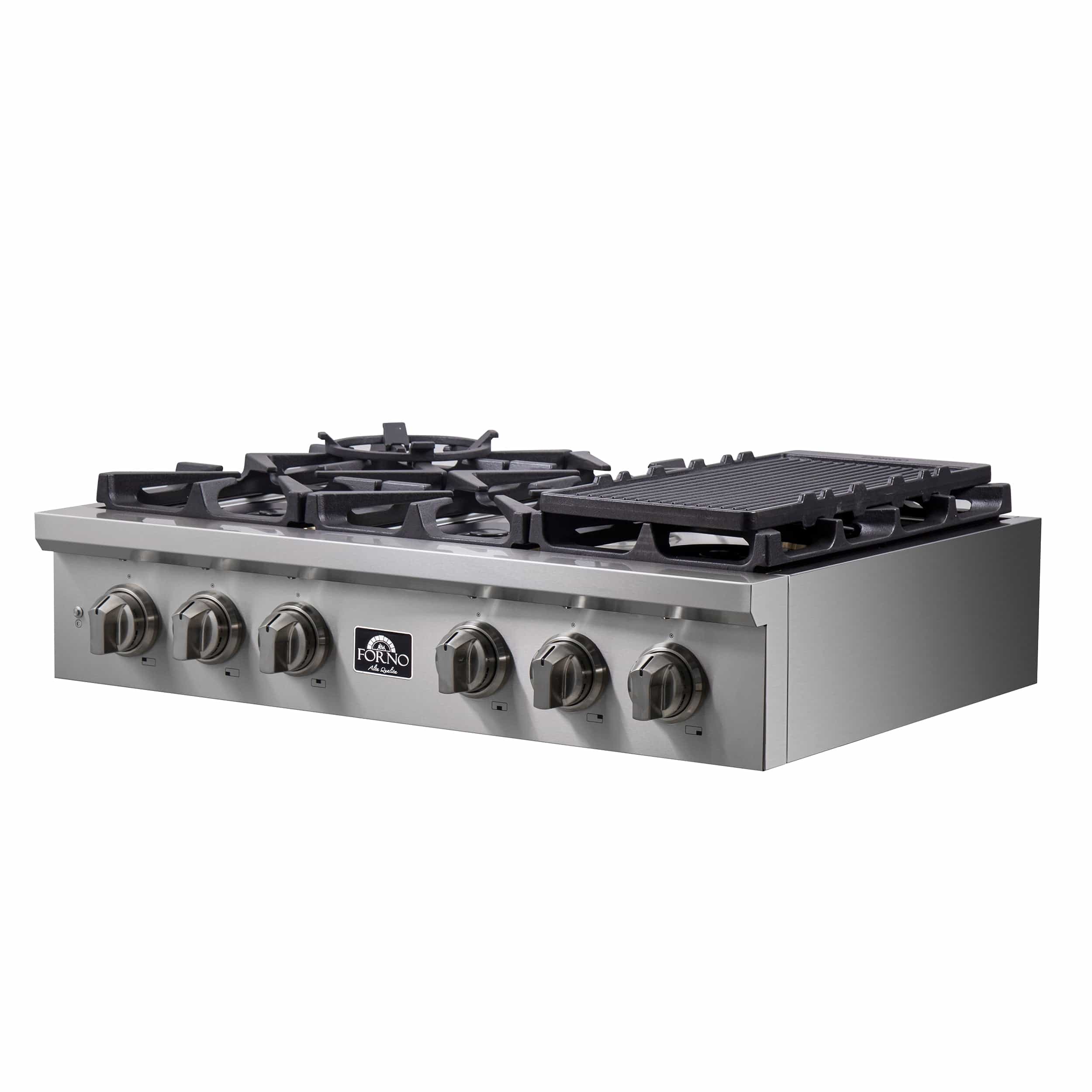 Forno Spezia Alta Qualita 36" Gas Rangetop With 6 Sealed Burners in Stainless Steel, FCTGS5751-36 Rangetops FCTGS5751-36 Luxury Appliances Direct