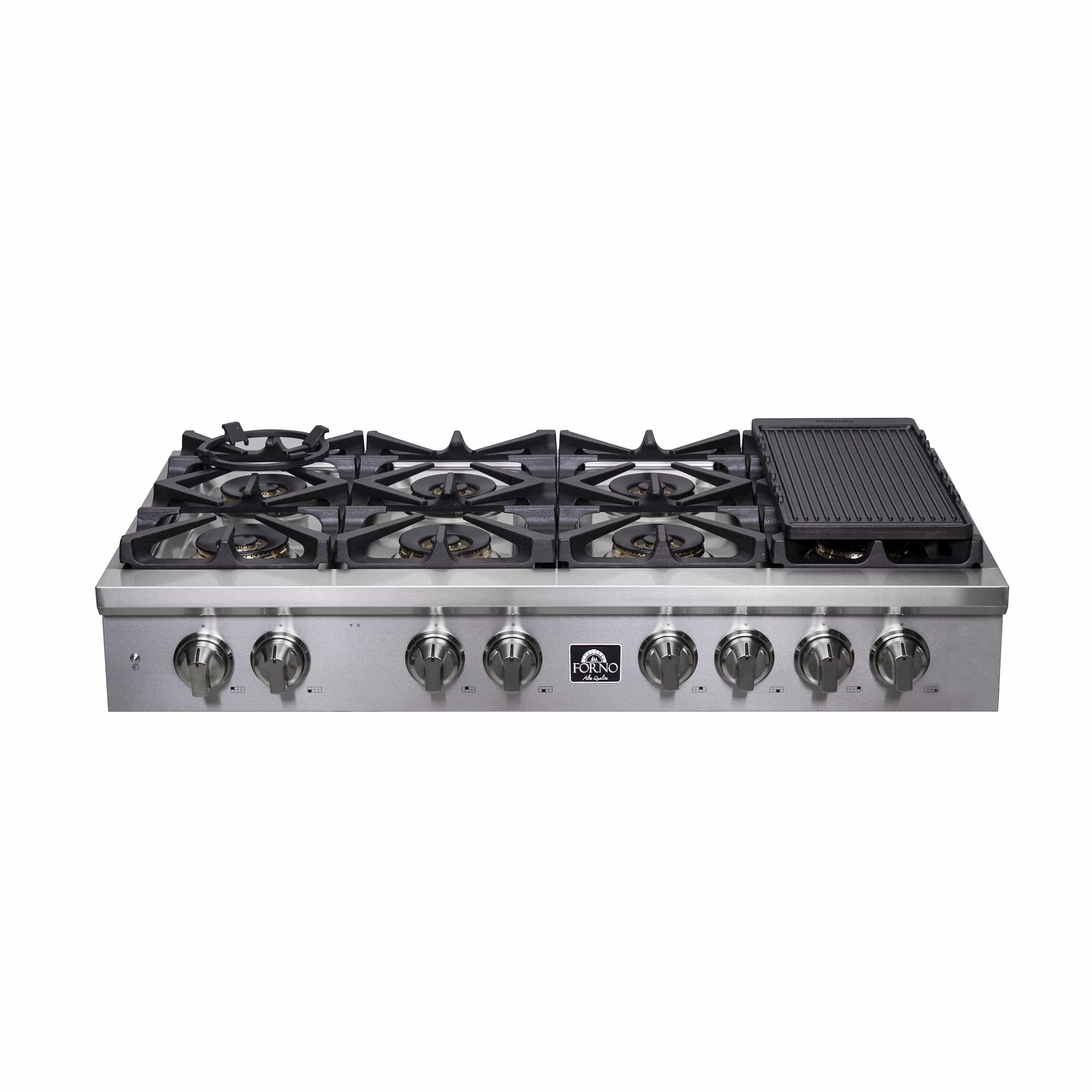 Forno Spezia Alta Qualita 48" Gas Rangetop With 8 Sealed Burners in Stainless Steel, FCTGS5751-48 Rangetops FCTGS5751-48 Luxury Appliances Direct