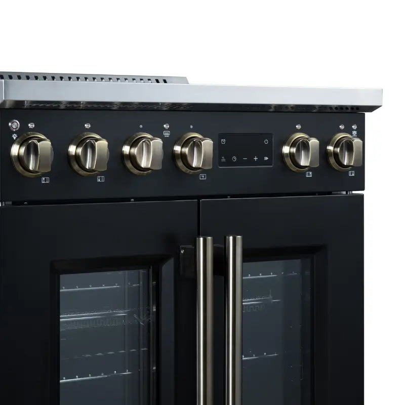 FORNO Torino FFSIN0950-30BLK 30-Inch French Door Induction Range with Air Fry, Air Sous Vide & True Convection – Black