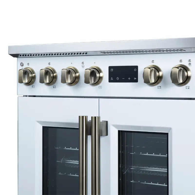 FORNO Torino FFSIN0950-30WHT 30-Inch French Door Induction Range with Air Fry & True Convection – White