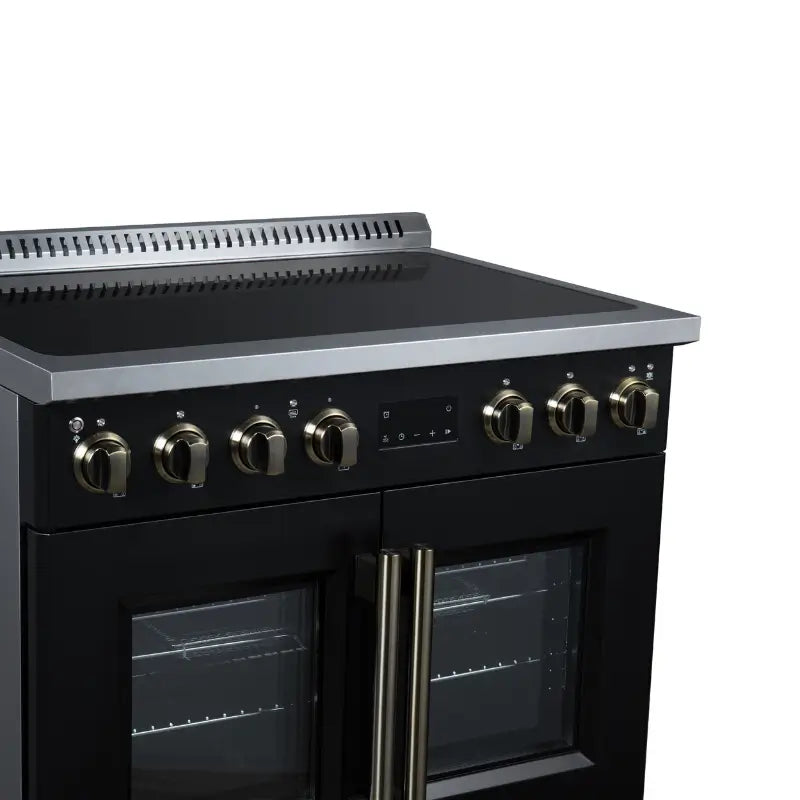 FORNO Torino FFSIN0950-36BLK 36-Inch French Door Induction Range with Air Fry, Air Sous Vide & True Convection – Black