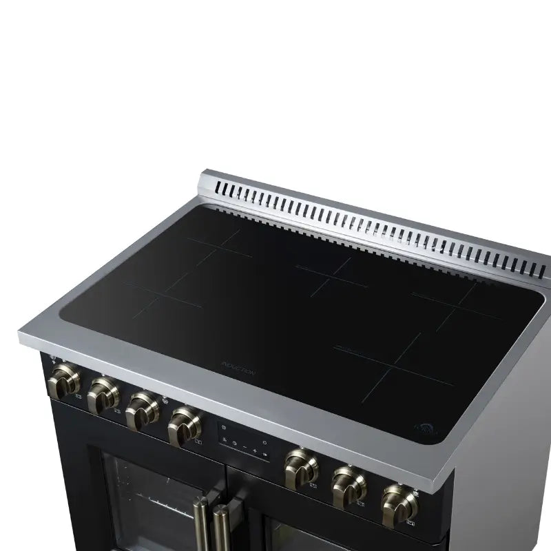 FORNO Torino FFSIN0950-36BLK 36-Inch French Door Induction Range with Air Fry, Air Sous Vide & True Convection – Black