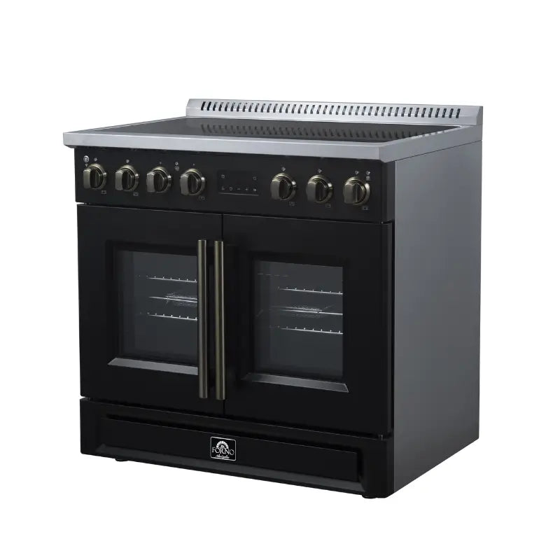 FORNO Torino FFSIN0950-36BLK 36-Inch French Door Induction Range with Air Fry, Air Sous Vide & True Convection – Black