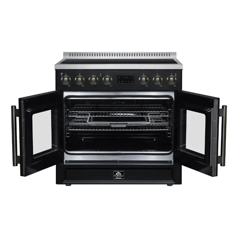FORNO Torino FFSIN0950-36BLK 36-Inch French Door Induction Range with Air Fry, Air Sous Vide & True Convection – Black