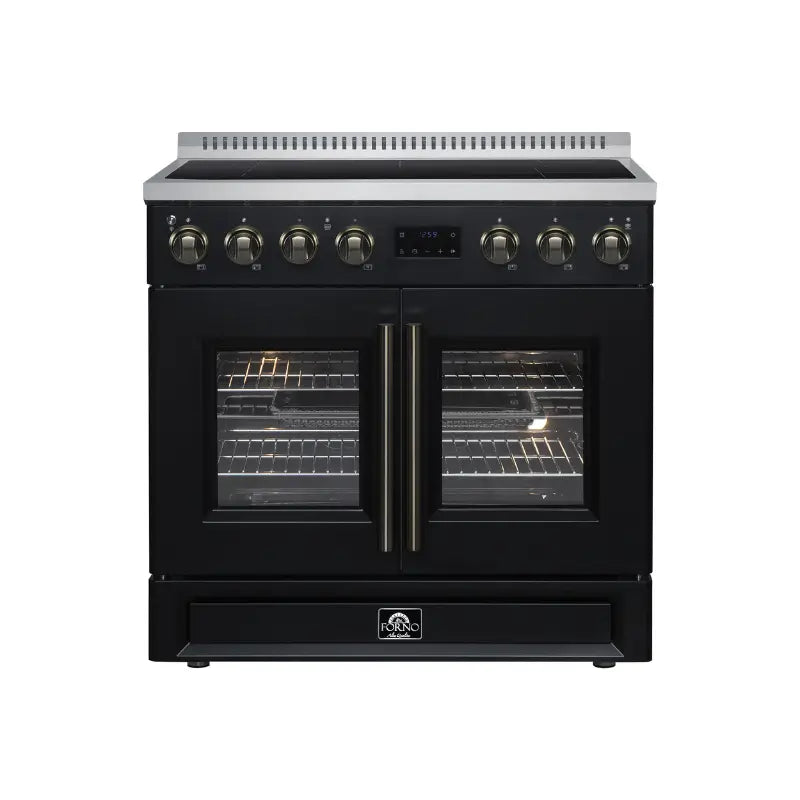 FORNO Torino FFSIN0950-36BLK 36-Inch French Door Induction Range with Air Fry, Air Sous Vide & True Convection – Black