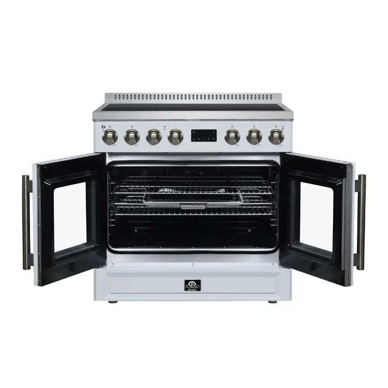 FORNO Torino FFSIN0950-36WHT 36-Inch French Door Induction Range with Air Fry, Air Sous Vide & True Convection – White