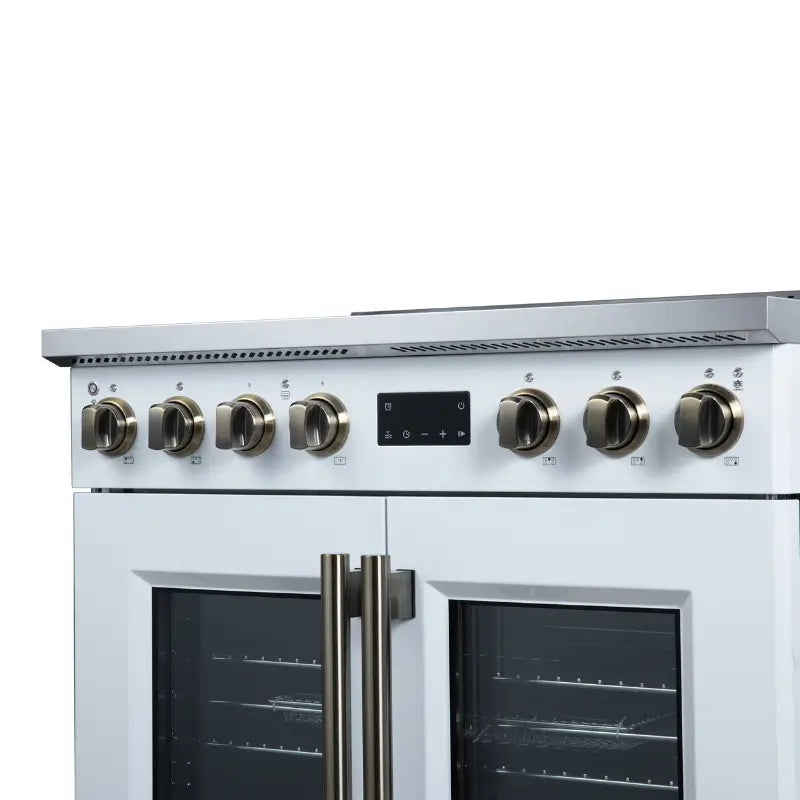 FORNO Torino FFSIN0950-36WHT 36-Inch French Door Induction Range with Air Fry, Air Sous Vide & True Convection – White
