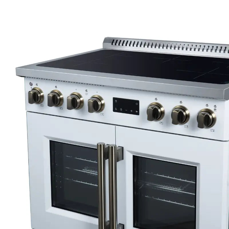 FORNO Torino FFSIN0950-36WHT 36-Inch French Door Induction Range with Air Fry, Air Sous Vide & True Convection – White