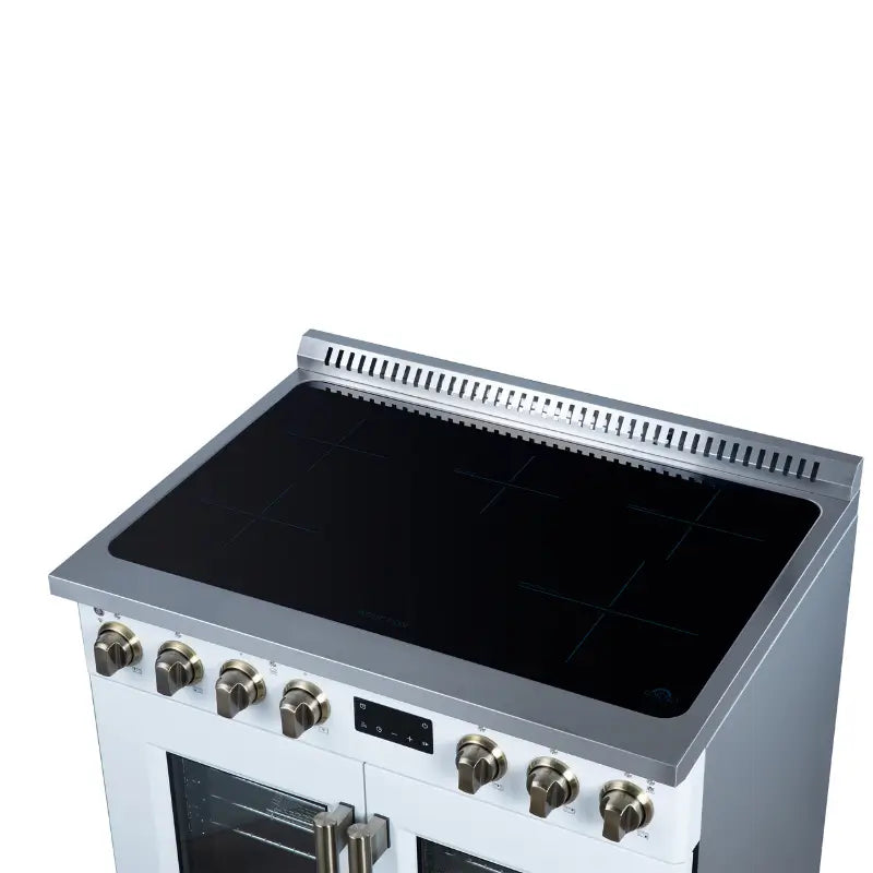 FORNO Torino FFSIN0950-36WHT 36-Inch French Door Induction Range with Air Fry, Air Sous Vide & True Convection – White