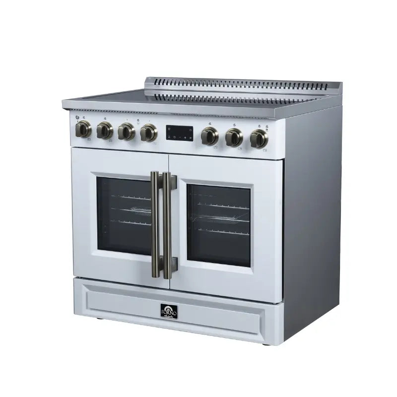 FORNO Torino FFSIN0950-36WHT 36-Inch French Door Induction Range with Air Fry, Air Sous Vide & True Convection – White
