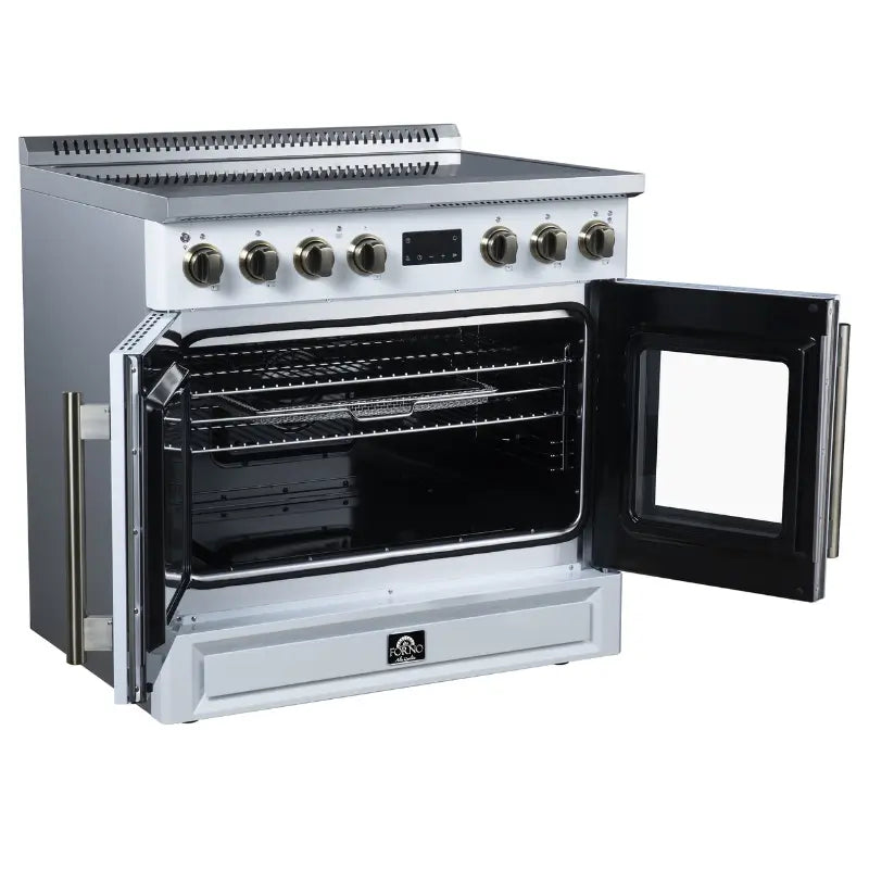 FORNO Torino FFSIN0950-36WHT 36-Inch French Door Induction Range with Air Fry, Air Sous Vide & True Convection – White