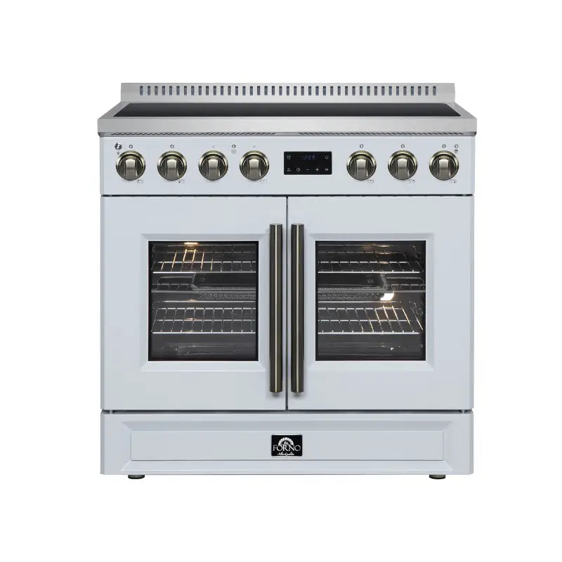 FORNO Torino FFSIN0950-36WHT 36-Inch French Door Induction Range with Air Fry, Air Sous Vide & True Convection – White