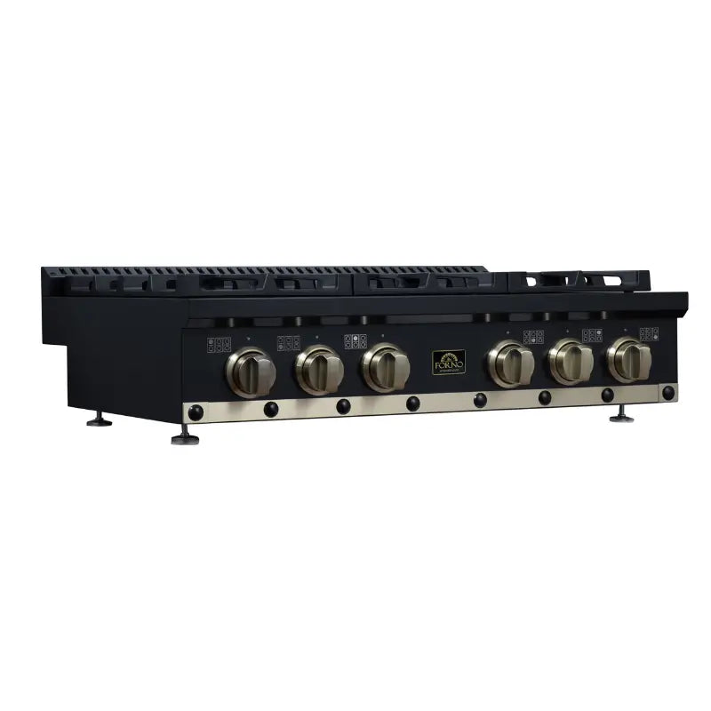 FORNO Valente FCTGS5799-36CPBLK 36-Inch Gas Cooktop – 6 Burners, 71,000 BTU, Black with Copper Trim