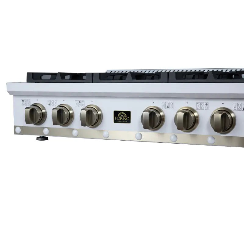 FORNO Valente FCTGS5799-36CPWHT 36-Inch Gas Rangetop – 6 Burners, 71,000 BTU, White with Copper Trim