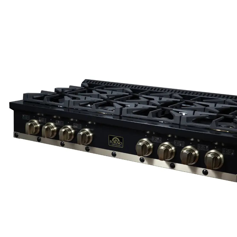 FORNO Valente FCTGS5799-48CPBLK 48-Inch Gas Rangetop – 8 Burners, 94,000 BTU, Black with Copper Trim
