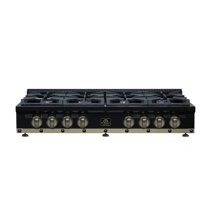 FORNO Valente FCTGS5799-48CPBLK 48-Inch Gas Rangetop – 8 Burners, 94,000 BTU, Black with Copper Trim