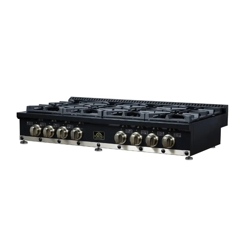 FORNO Valente FCTGS5799-48CPBLK 48-Inch Gas Rangetop – 8 Burners, 94,000 BTU, Black with Copper Trim