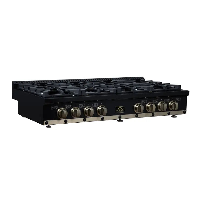 FORNO Valente FCTGS5799-48CPBLK 48-Inch Gas Rangetop – 8 Burners, 94,000 BTU, Black with Copper Trim