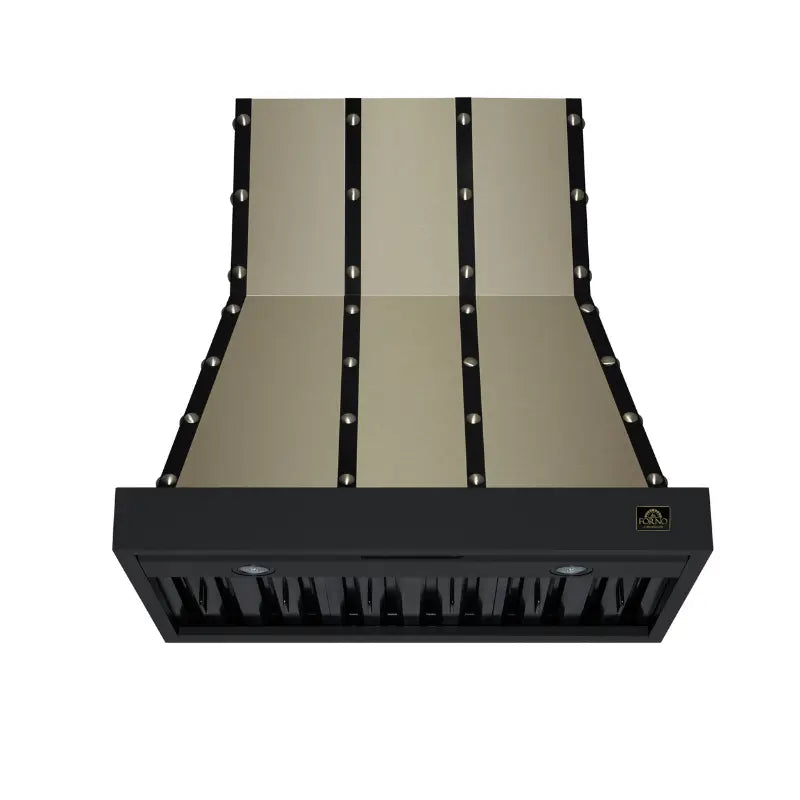 FORNO Valente FRHWM5099-36CPBLK 36-Inch Wall Mount Range Hood – 427 CFM, Black with Copper Trim