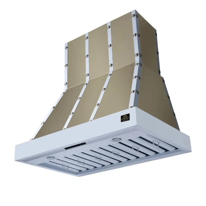 FORNO Valente FRHWM5099-36CPWHT 36-Inch Wall Mount Range Hood with 427 CFM, White with Copper Trim
