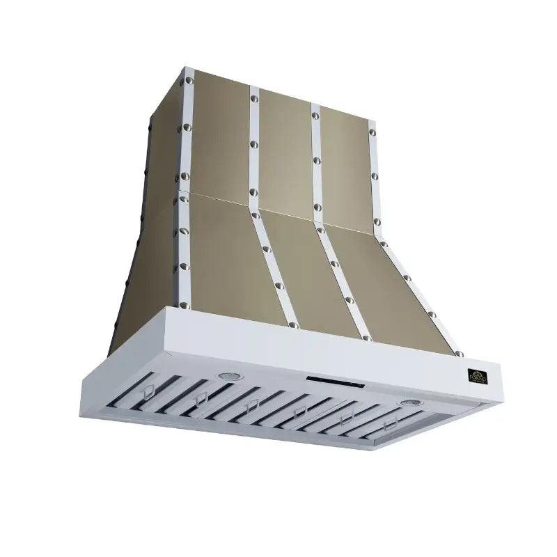 FORNO Valente FRHWM5099-36CPWHT 36-Inch Wall Mount Range Hood with 427 CFM, White with Copper Trim