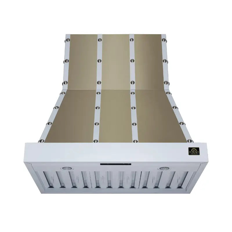 FORNO Valente FRHWM5099-36CPWHT 36-Inch Wall Mount Range Hood with 427 CFM, White with Copper Trim