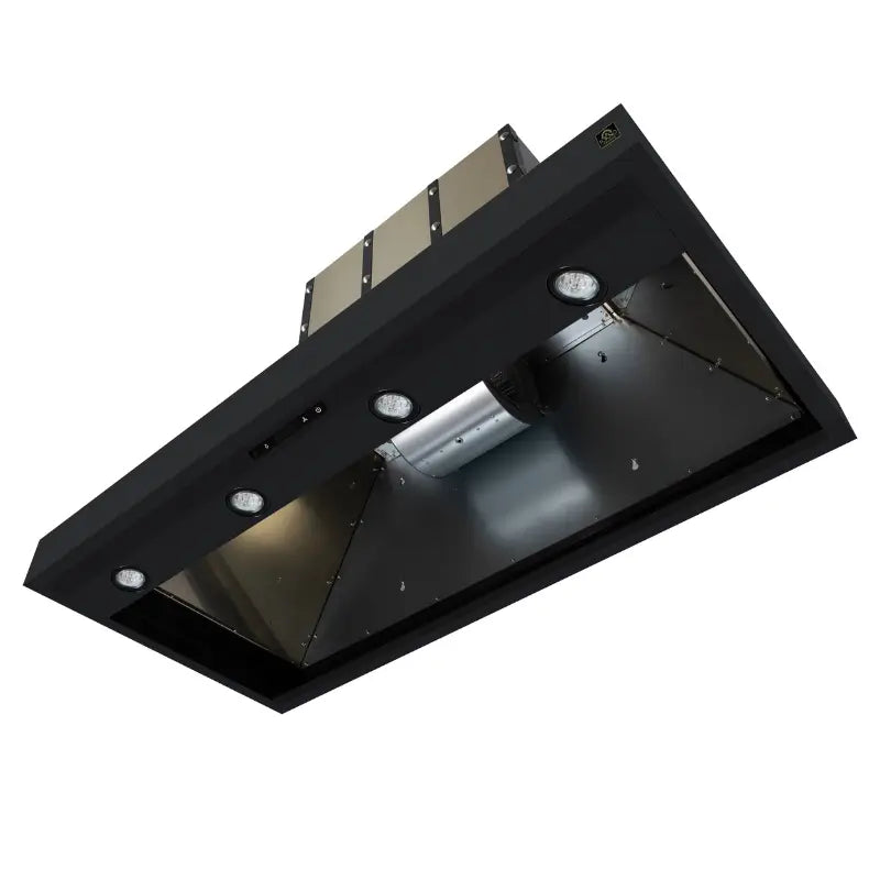 FORNO Valente FRHWM5099-48CPBLK 48-Inch Wall Mount Range Hood – 304 CFM, Black with Copper Rivet Trim