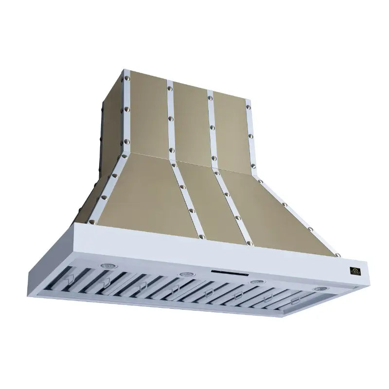 FORNO Valente FRHWM5099-48CPWHT 48-Inch Wall Mount Range Hood – White with Copper Trim, 304 CFM