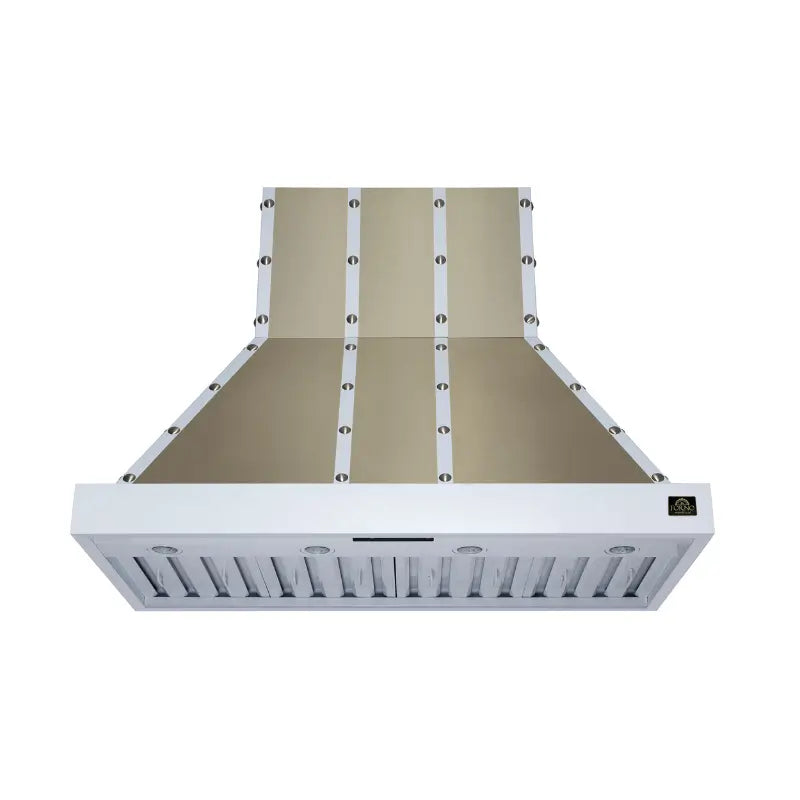 FORNO Valente FRHWM5099-48CPWHT 48-Inch Wall Mount Range Hood – White with Copper Trim, 304 CFM
