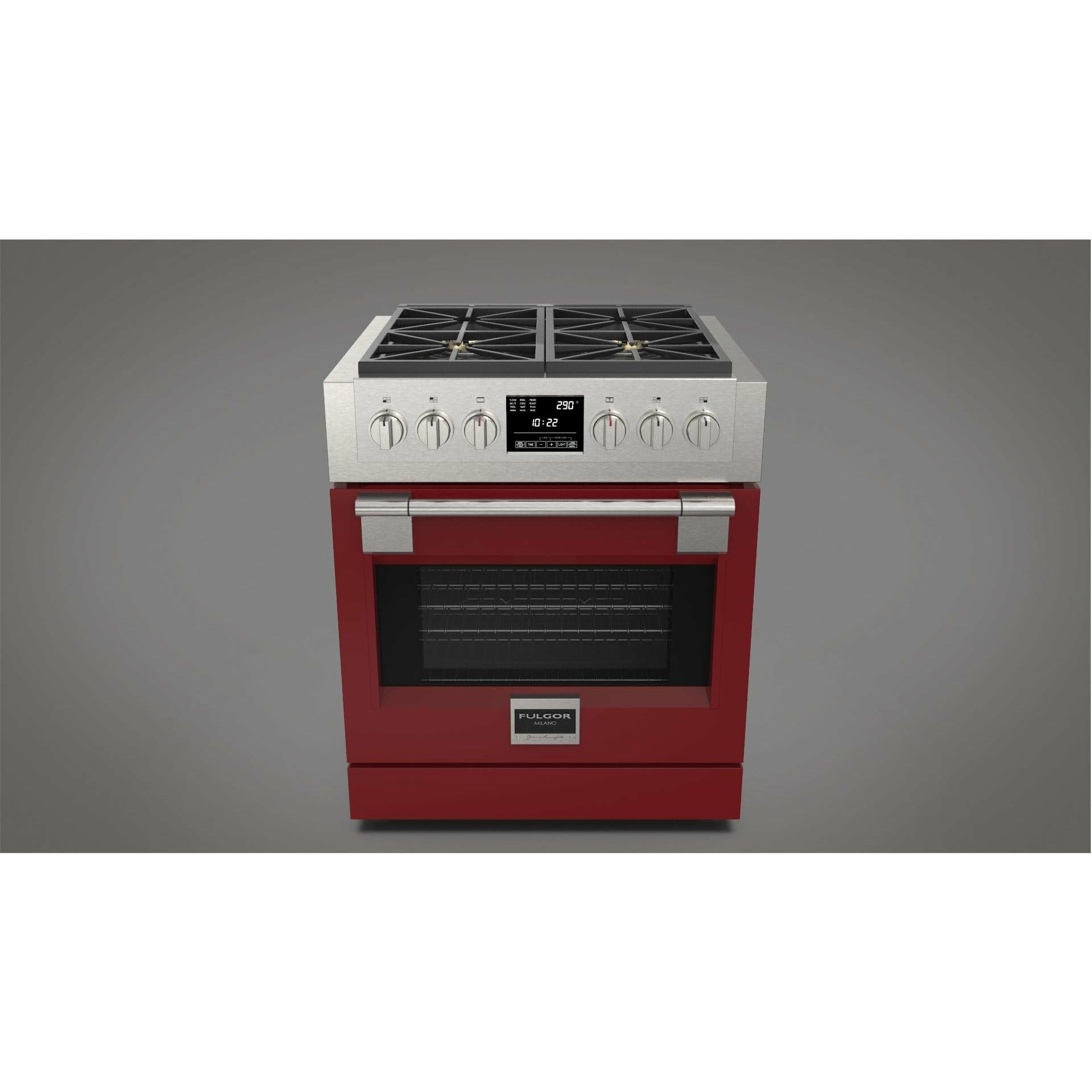 Fulgor Milano 30" Freestanding Dual Fuel Pro Range with 4 18,000-BTU Burners, Stainless Steel - F6PDF304S1 Ranges PDRKIT30RD Luxury Appliances Direct