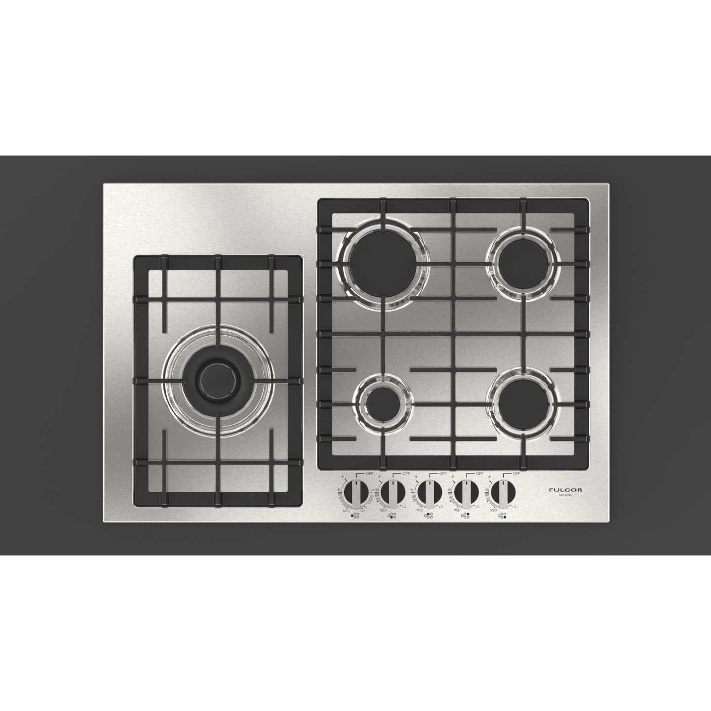 Fulgor Milano 30" Gas Cooktop with 5 European Sealed Burners - F4GK30S1 Cooktops F4GK30S1 Luxury Appliances Direct