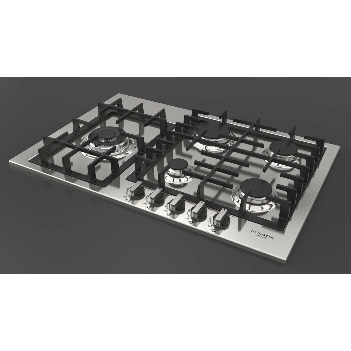 Fulgor Milano 30" Gas Cooktop with 5 European Sealed Burners - F4GK30S1 Cooktops F4GK30S1 Luxury Appliances Direct