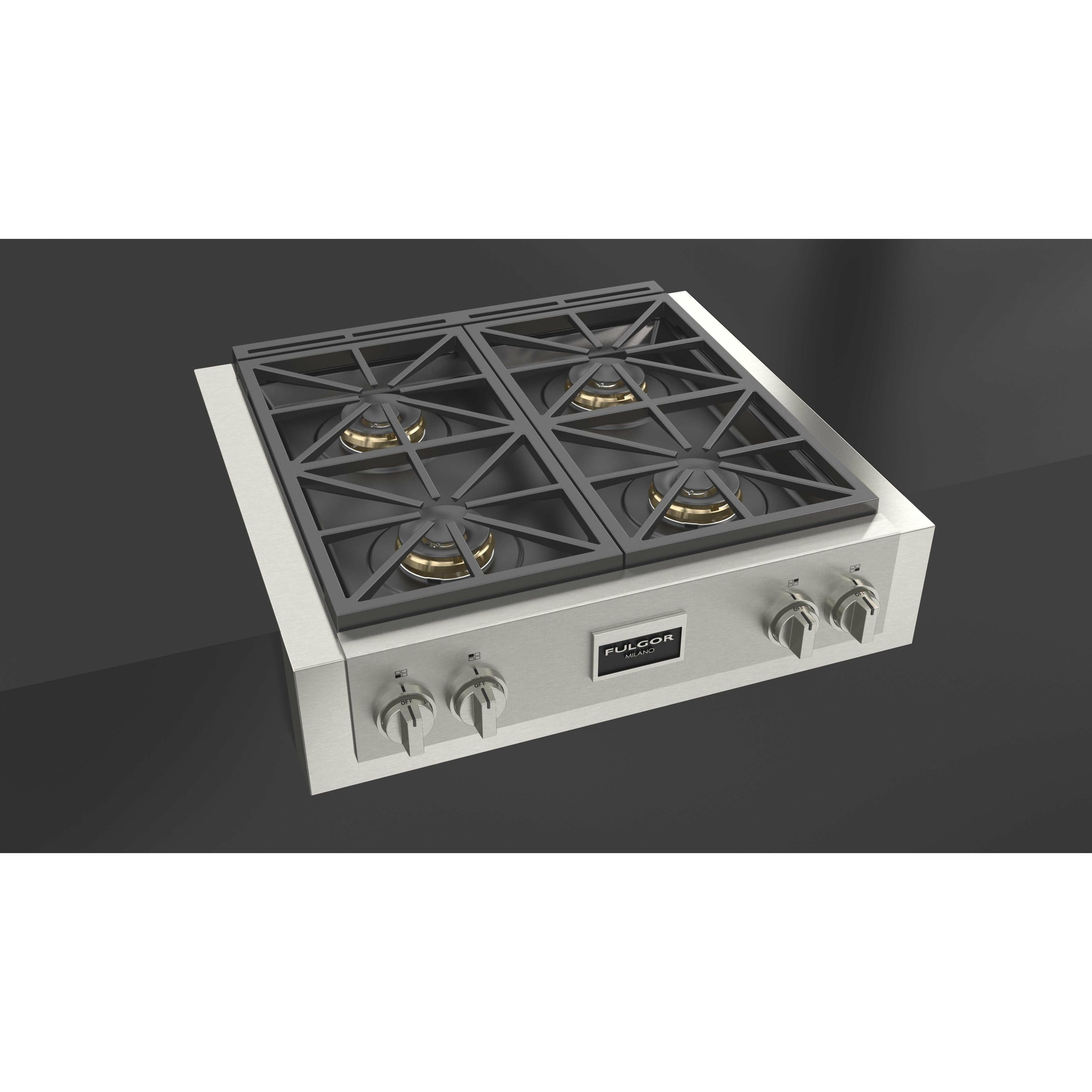 Fulgor Milano 30" Gas Rangetop with 4 Sealed Dual Flame 18,000 BTU Burners,  Stainless Steel - F6GRT304S1 Rangetop F6GRT304S1 Luxury Appliances Direct