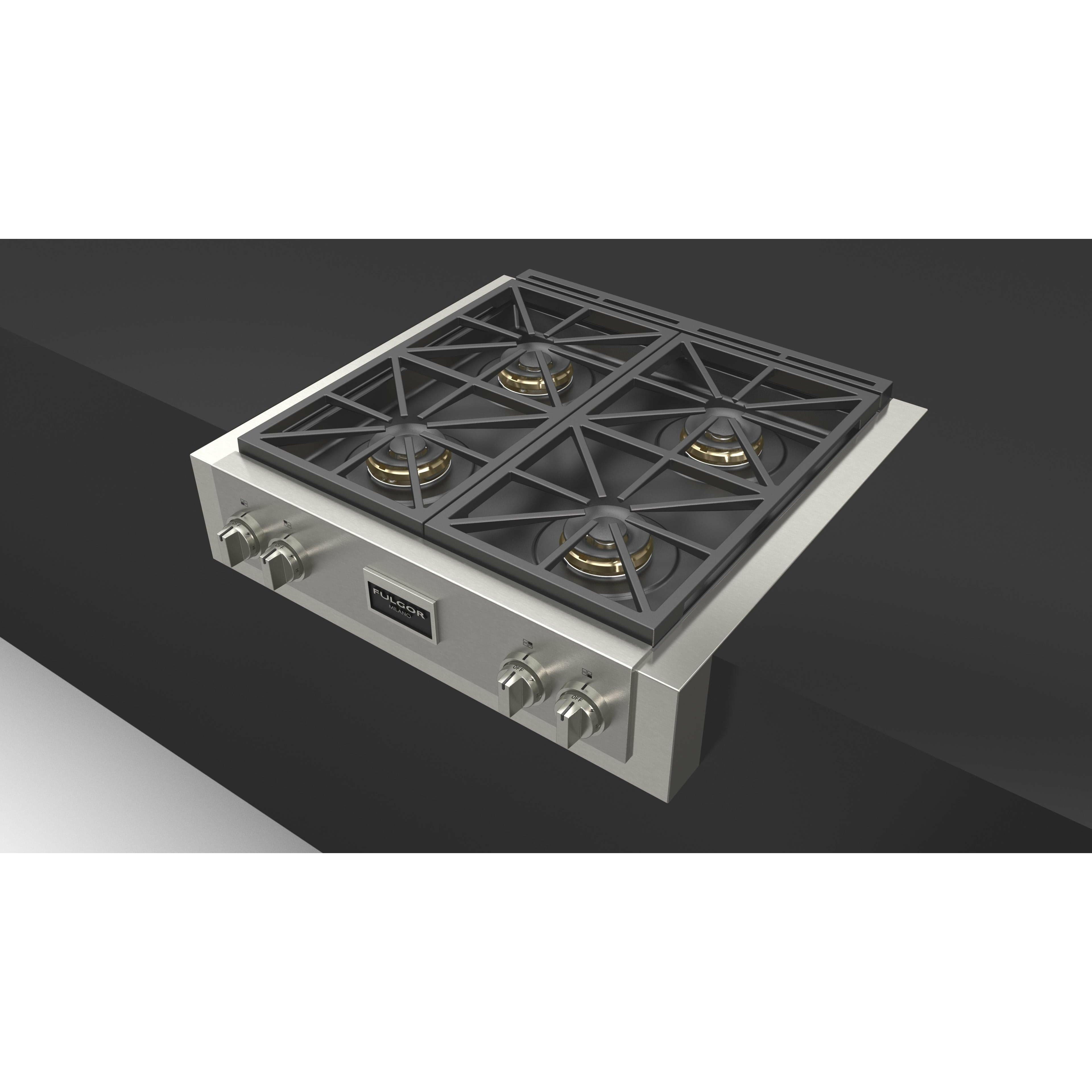 Fulgor Milano 30" Gas Rangetop with 4 Sealed Dual Flame 18,000 BTU Burners,  Stainless Steel - F6GRT304S1 Rangetop F6GRT304S1 Luxury Appliances Direct