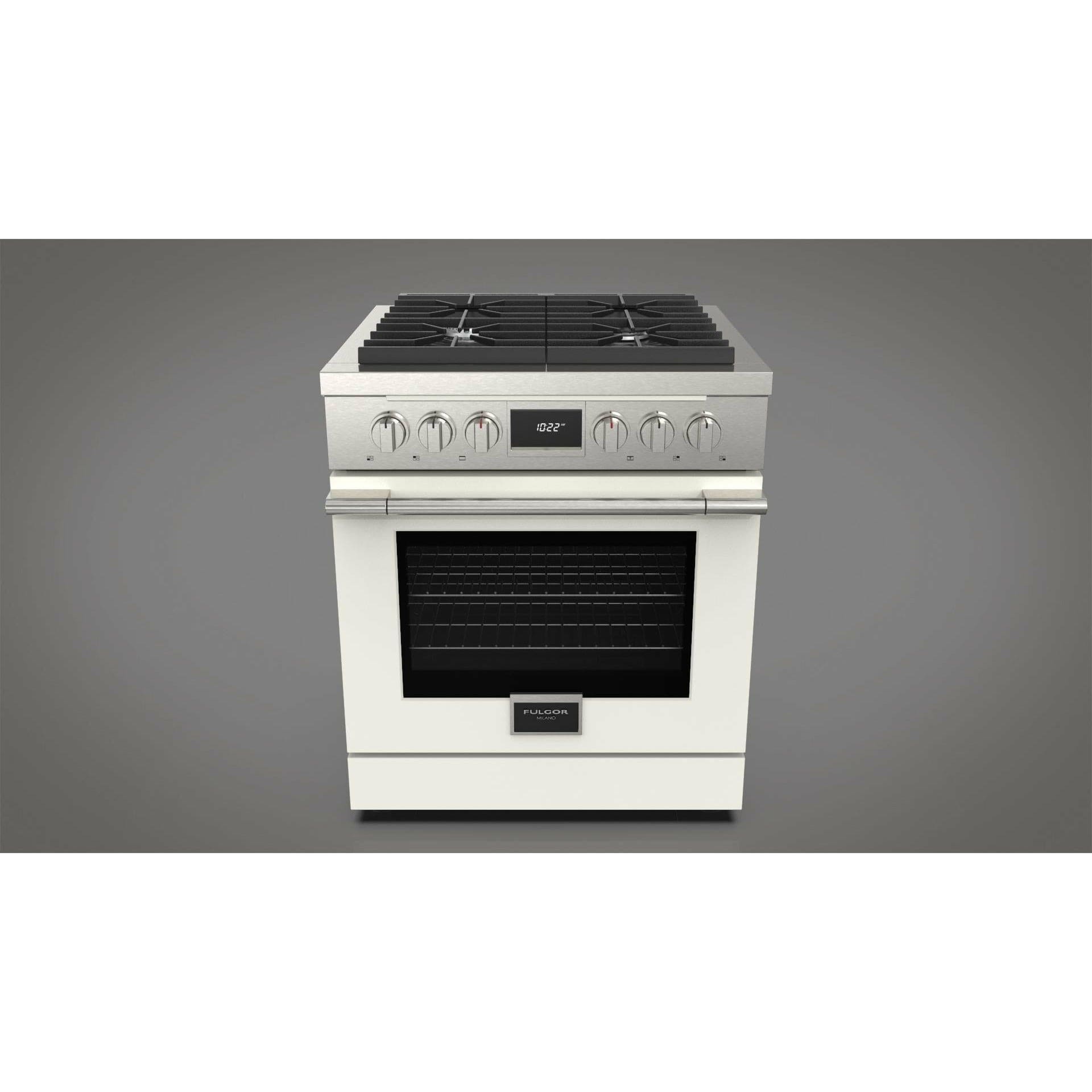 Fulgor Milano 30" Pro-Style Dual Fuel Range with 4 Sealed Burners,  4.4 Cu. Ft. Capacity w/  Stainless Steel - F4PDF304S1 Ranges ACDKIT30MW Luxury Appliances Direct