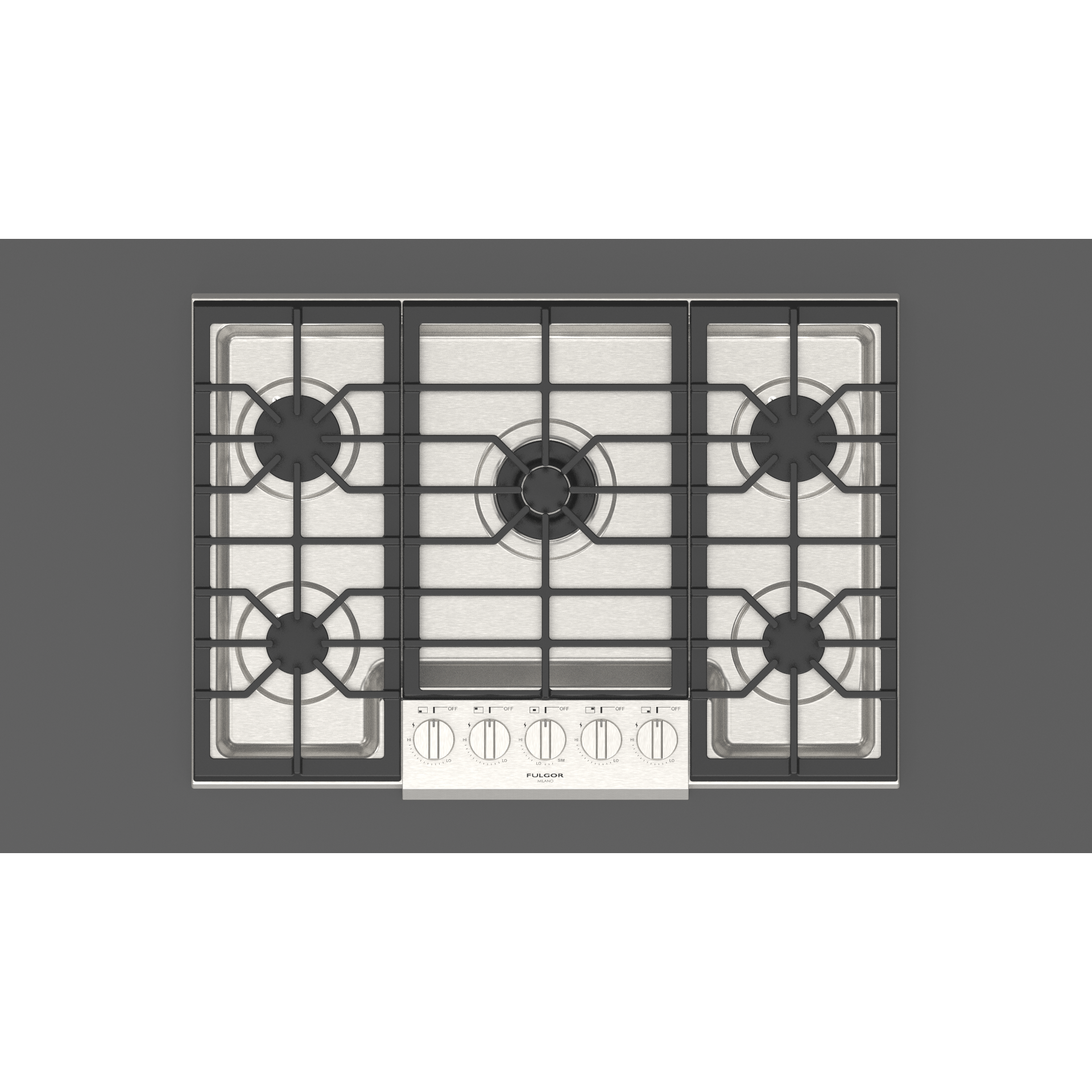 Fulgor Milano 30" Pro-Style Natural Gas Cooktop with 1 Central Dual Burner - F4PGK305S1 Cooktops F4PGK305S1 Luxury Appliances Direct